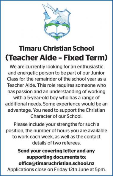 Teacher Aide – Fixed Term