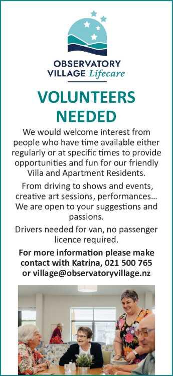 VOLUNTEERS NEEDED