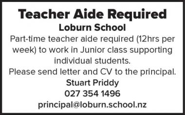 Teacher Aide Required