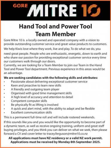 Hand Tool and Power Tool Team Member