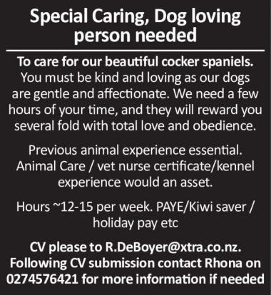 Special Caring, Dog loving person needed