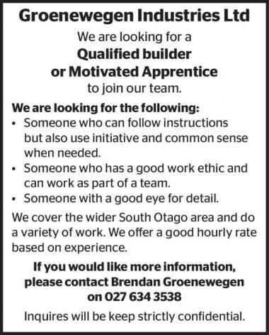 Qualified builder or Motivated Apprentice