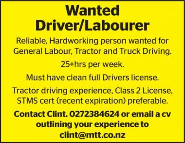 Wanted Driver/Labourer