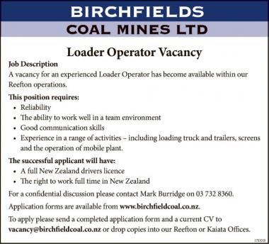 Loader Operator Vacancy