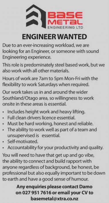 ENGINEER WANTED