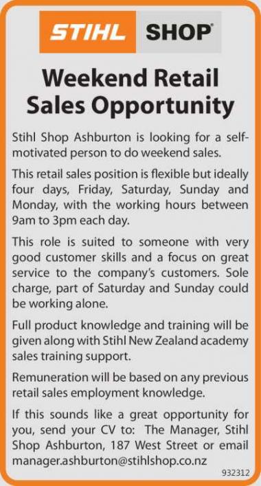 Weekend Retail Sales Opportunity