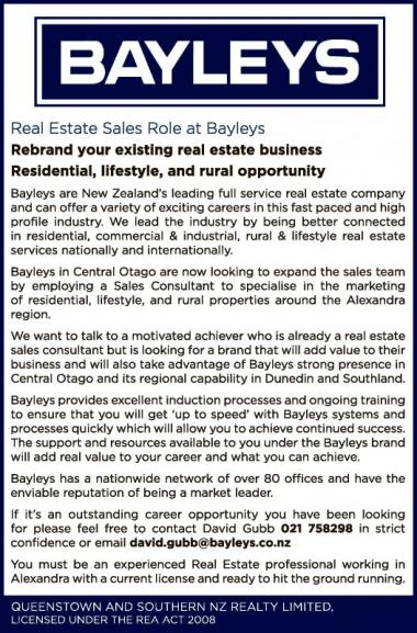 Real Estate Sales Role At Bayleys