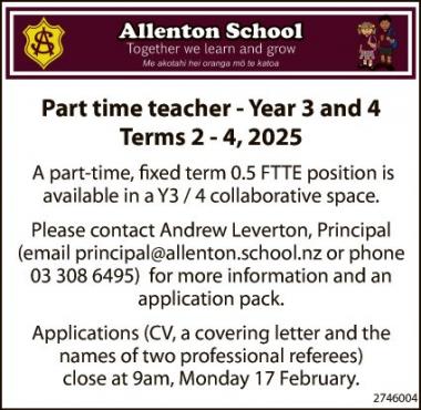 Part time teacher - Year 3 and 4 in Canterbury