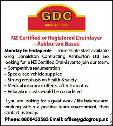 NZ Certified or Registered Drainlayer in Canterbury