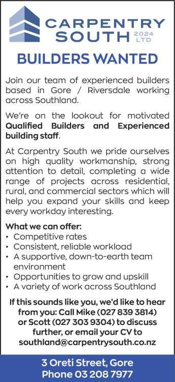 BUILDERS WANTED