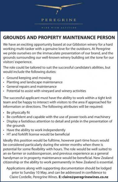 GROUNDS AND PROPERTY MAINTENANCE PERSON