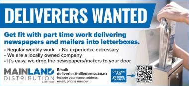 DELIVERERS WANTED