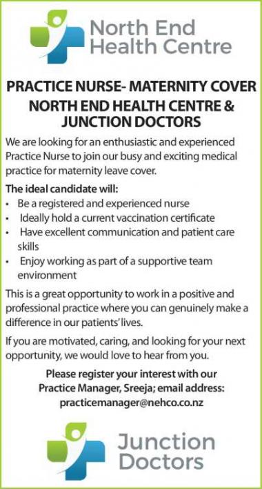 PRACTICE NURSE- MATERNITY COVER