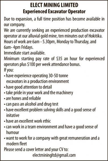 Experienced Excavator Operator