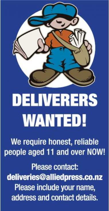 DELIVERERS WANTED!