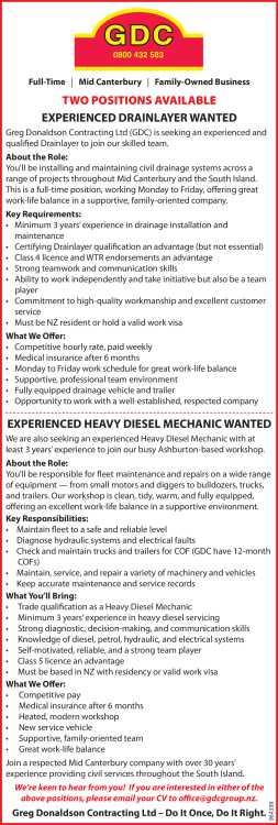 TWO POSITIONS AVAILABLE