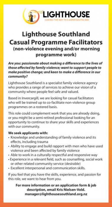 Casual Programme Facilitators in Southland