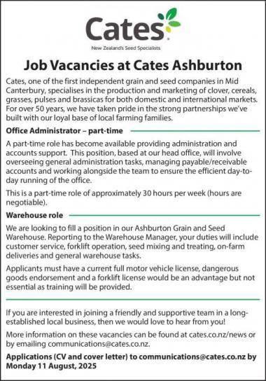 Job Vacancies at Cates Ashburton