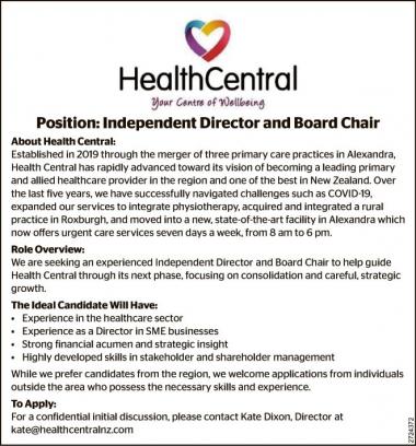 Position: Independent Director and Board Chair