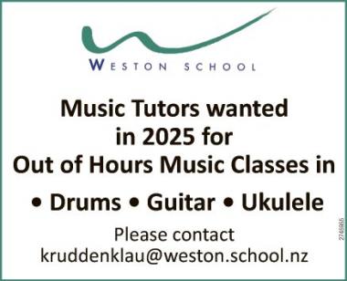 Music Tutors wanted in 2025 for