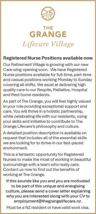 Registered Nurse Positions available now in Otago