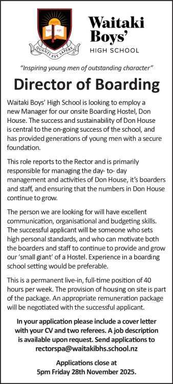 Director of Boarding in Otago