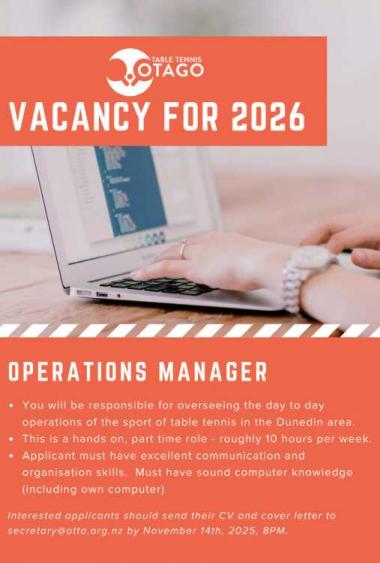 VACANCY FOR 2026 in Otago
