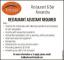  RESTAURANT ASSISTANT REQUIRED
